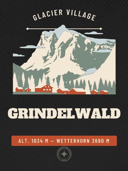 Grindelwald Alps Retro Reise-Emblem