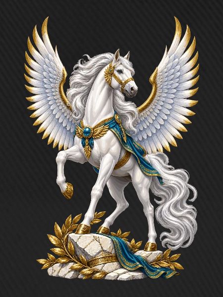 Pegasus mit goldener Szenerie