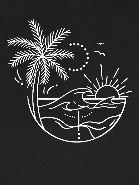 Digitale Zeichnung Strand mit Palmen