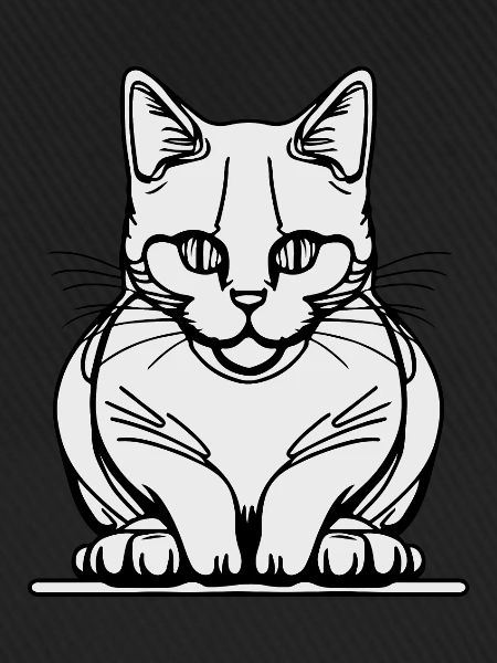 Einzeilige sitzende Katze