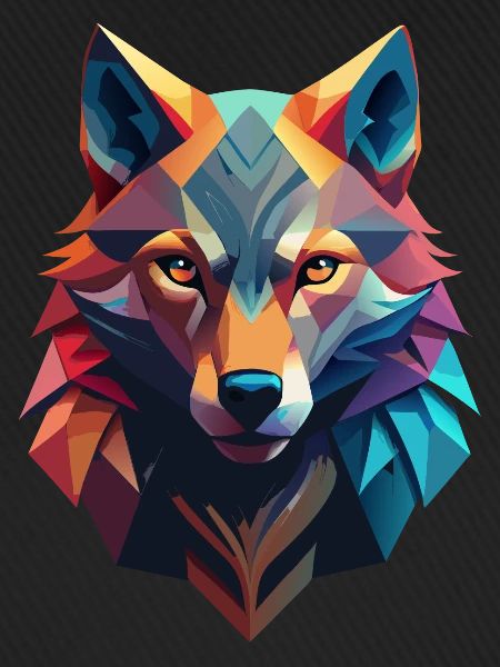 Low-Poly-Avatar eines Wolfes