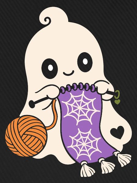 Halloween Geist strickt Spinnennetz Schal