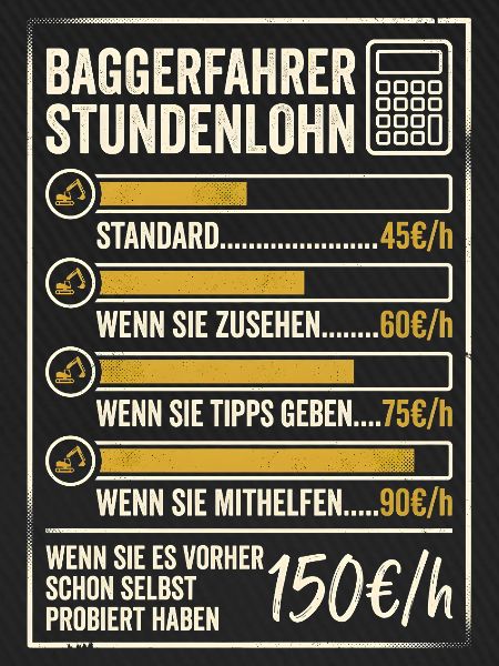 Baggerfahrer Stundenlohn Handwerker Bauarbeiter