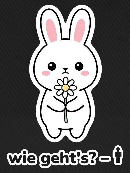 wie geht's? – Hase mit Blume Meme