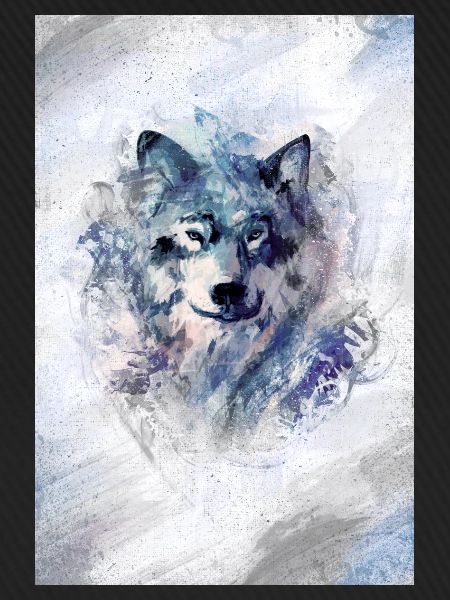 Wolf im Schneesturm grey Version