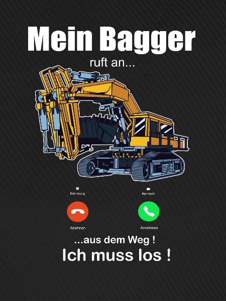 Bagger ruft an Baumaschinen Baggerfahrer