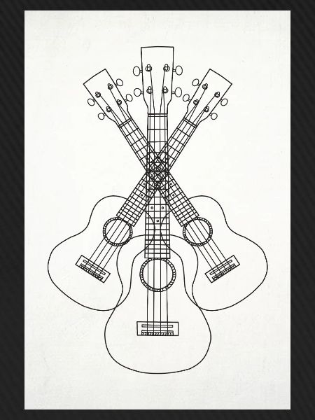 Ukulele LineArt schwarz - Poster