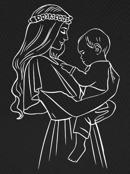 Mutter und Sohn – Weiße Schablone