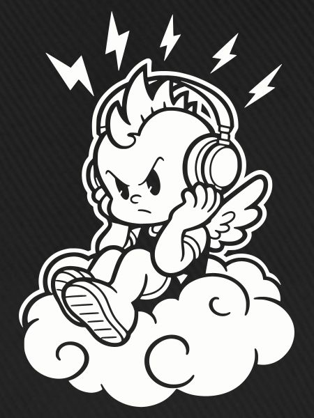 Punk Engel – Cherub mit Kopfhörern