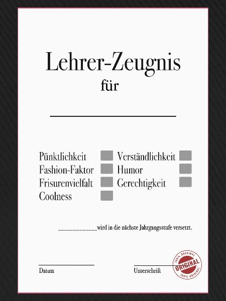 Lehrer Zeugnis Lustiges Abschiedsgeschenk