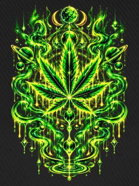 Neon-Kräuterblatt Mandala Design
