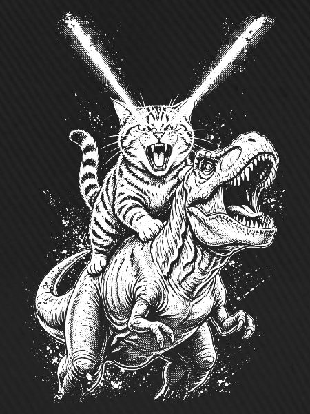 Katzenreitende T-Rex – Laseraugen