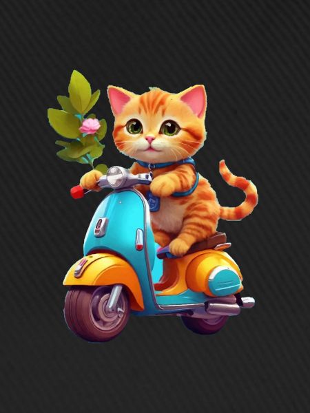 Katze fährt Roller