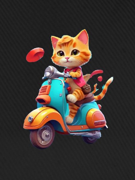 Katze fährt Roller