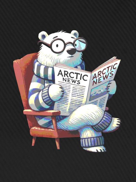 Eisbär liest Zeitung