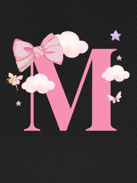 Buchstabe m rosa Wolken
