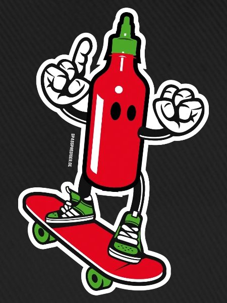 Chilisauce auf Skateboard