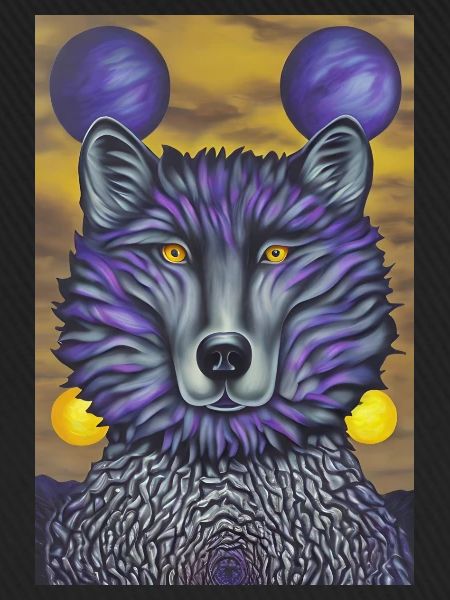 Wolf mit Mond