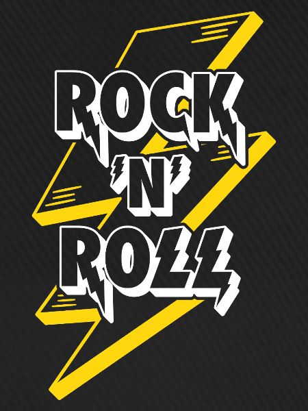 Rock'n'Roll Text Logo mit Blitz