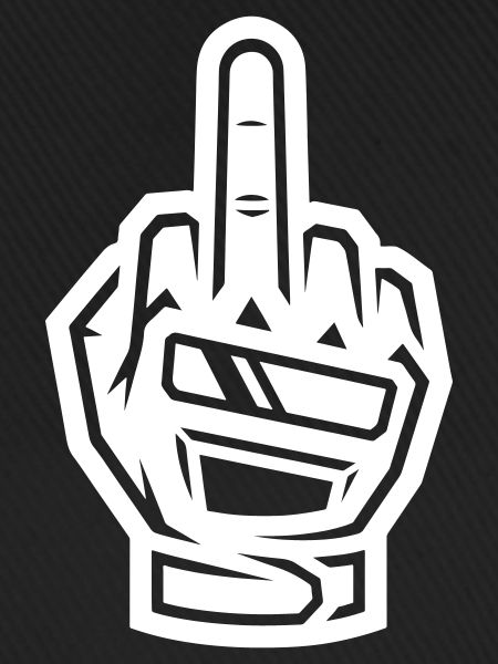 Mittelfinger Handschuh Weiß Symbol