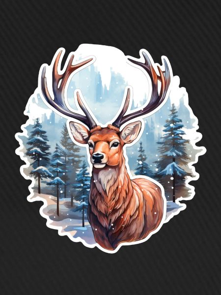 Winterlandschaft mit Hirsch