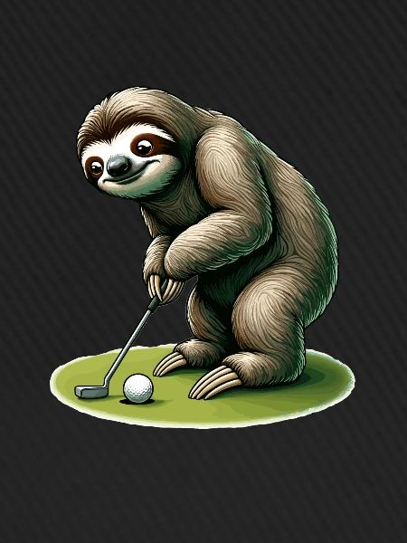 Lustiges Faultier beim Golfen