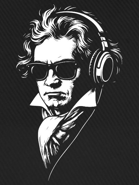 Retro DJ Beethoven Gesicht Porträt