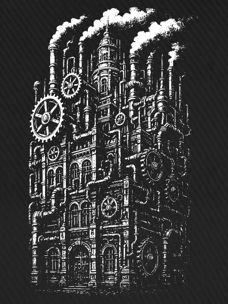 Industrielles brutalistisches Gebäude Getriebe
