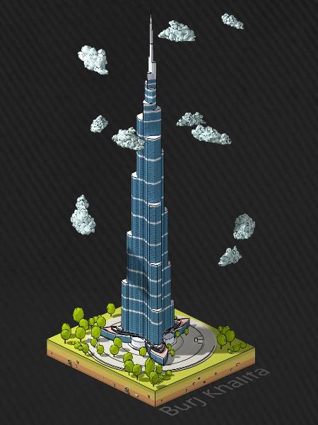 Geometrischer Low-Poly-Burj Khalifa