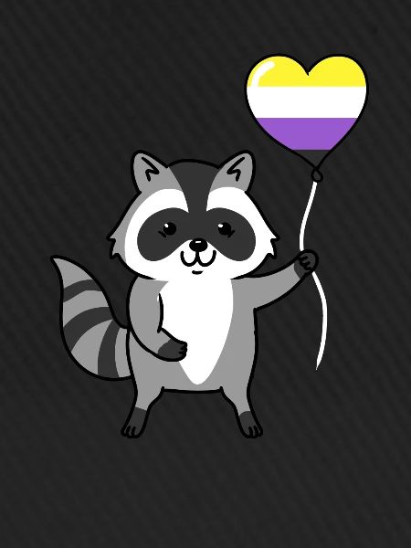 Waschbär Herzballon Nonbinary