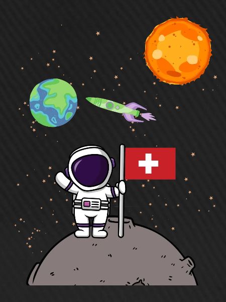 Planet Schweiz Flagge Mondlandung Astronaut
