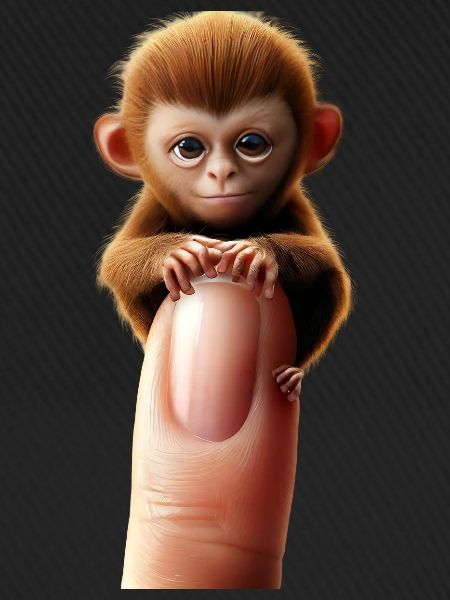 Fingeraffe am Finger