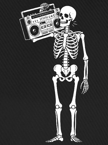 Boombox Skeleton Retro-Vibe