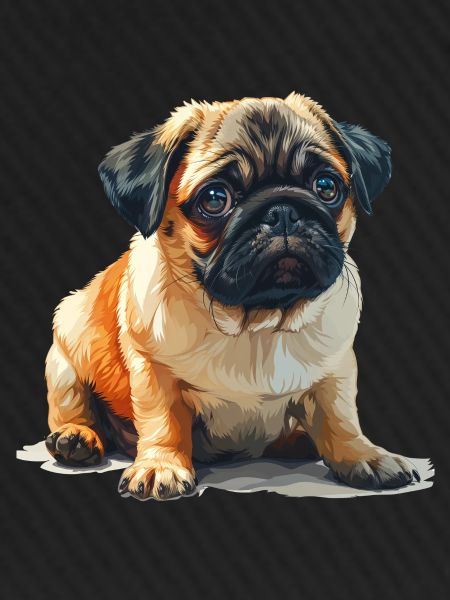 Mops Welpen sitzend