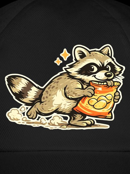 Waschbär mit Snackbeutel Cartoon