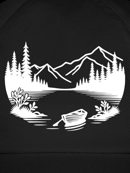 Minimalistischer Bergsee mit Ruderboot