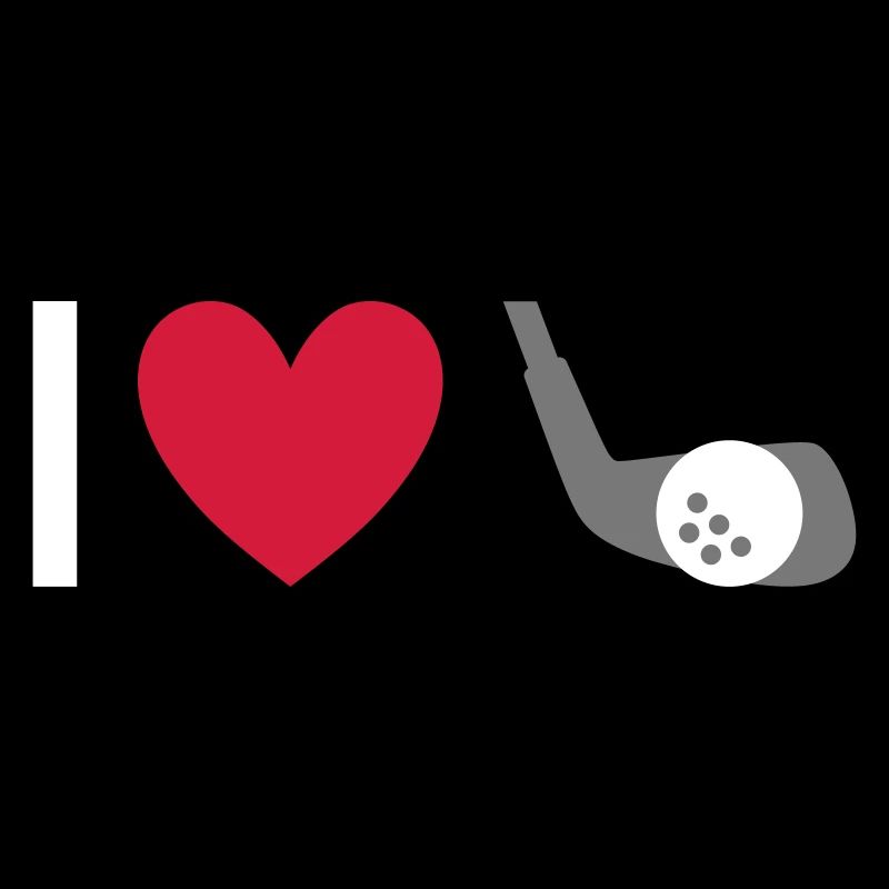 Ich liebe Golfen (Golfschläger, Herz, Golfball)