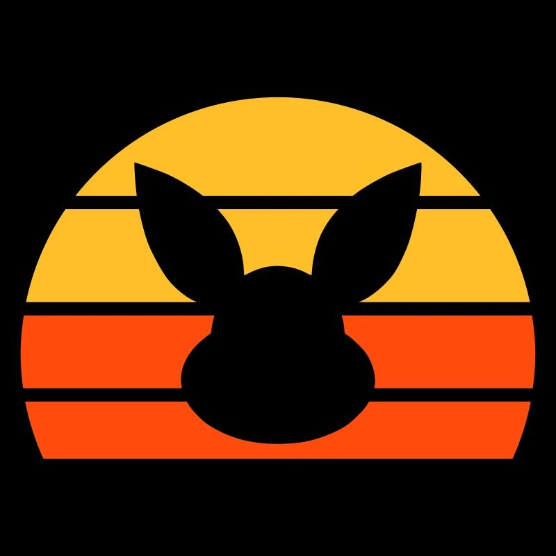 Rabbit's head in front of half sun