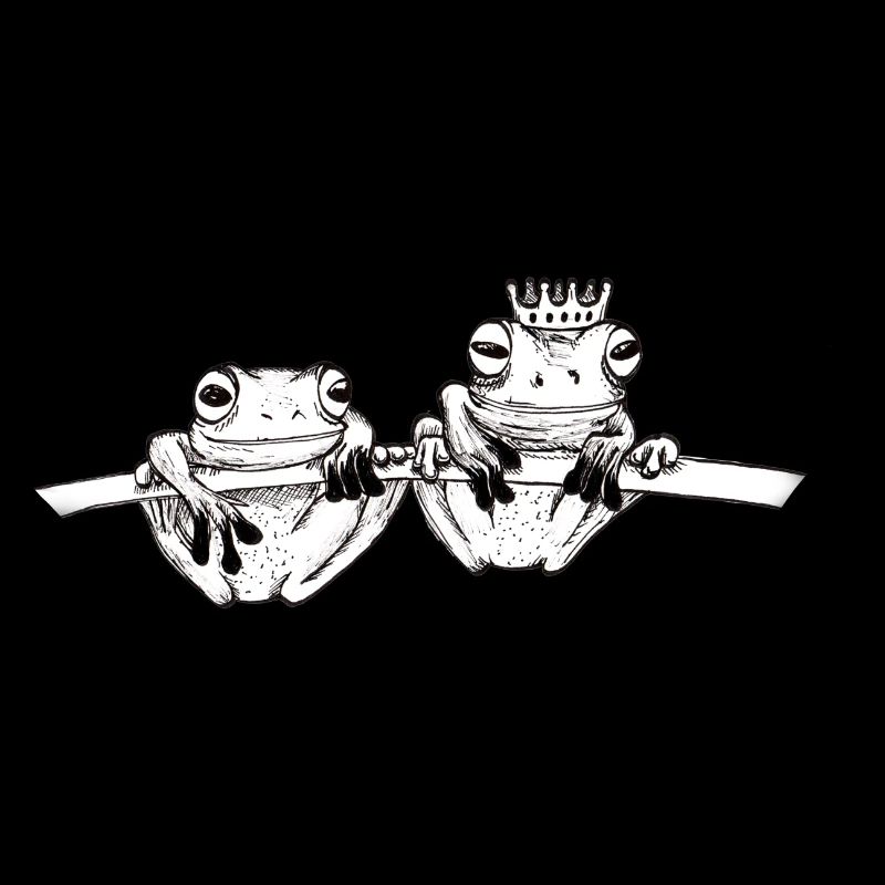 grenouilles dessinées à la main sur une branche