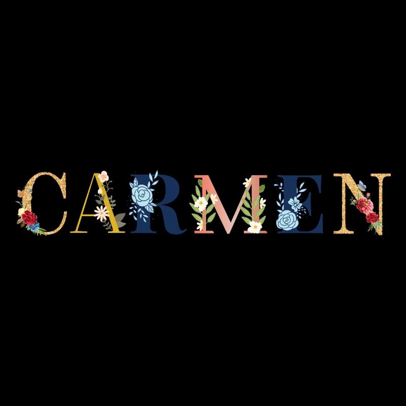 Art du nom CARMEN avec fleurs brodées