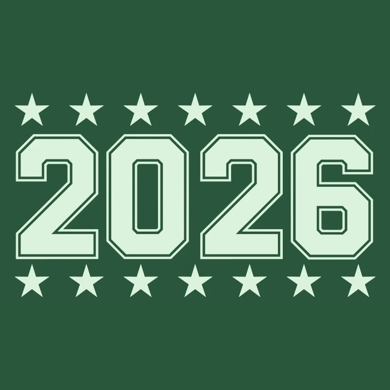 2026 Retro Blockschrift mit Sternen