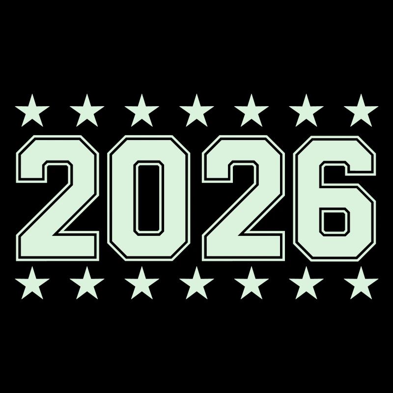 2026 Retro Blockschrift mit Sternen