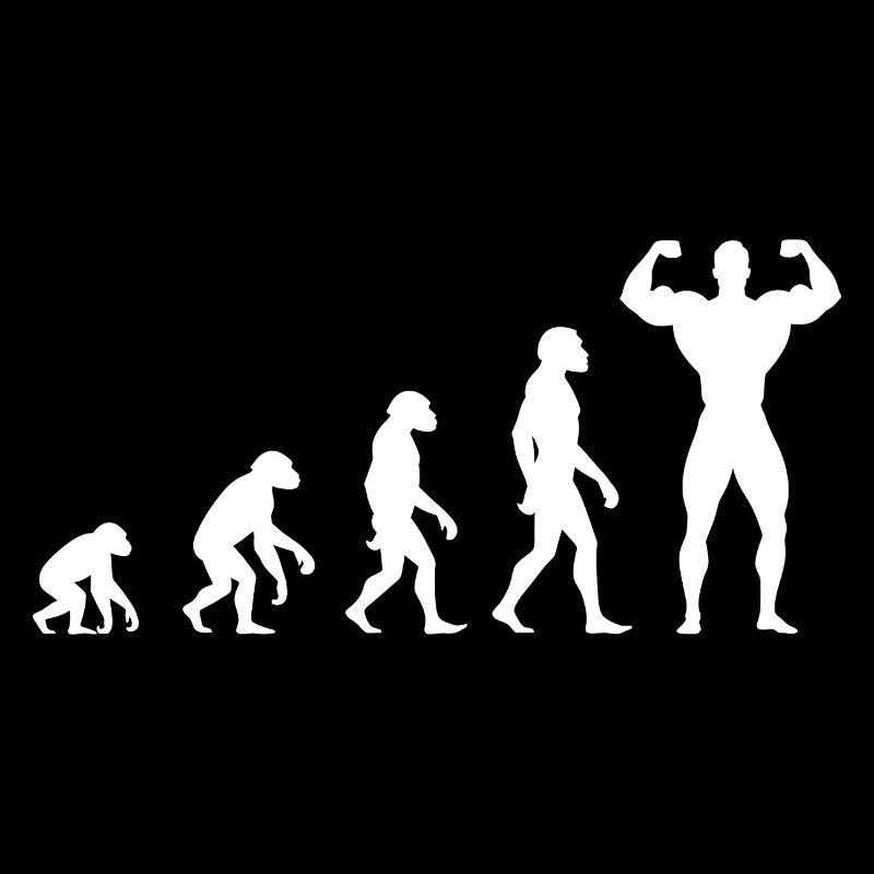 Evolution from prehistoric man to muscleman