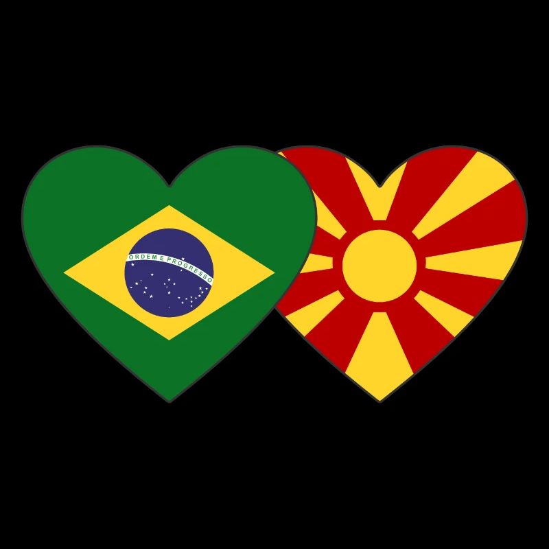 Brésil Macédoine Drapeau Coeur
