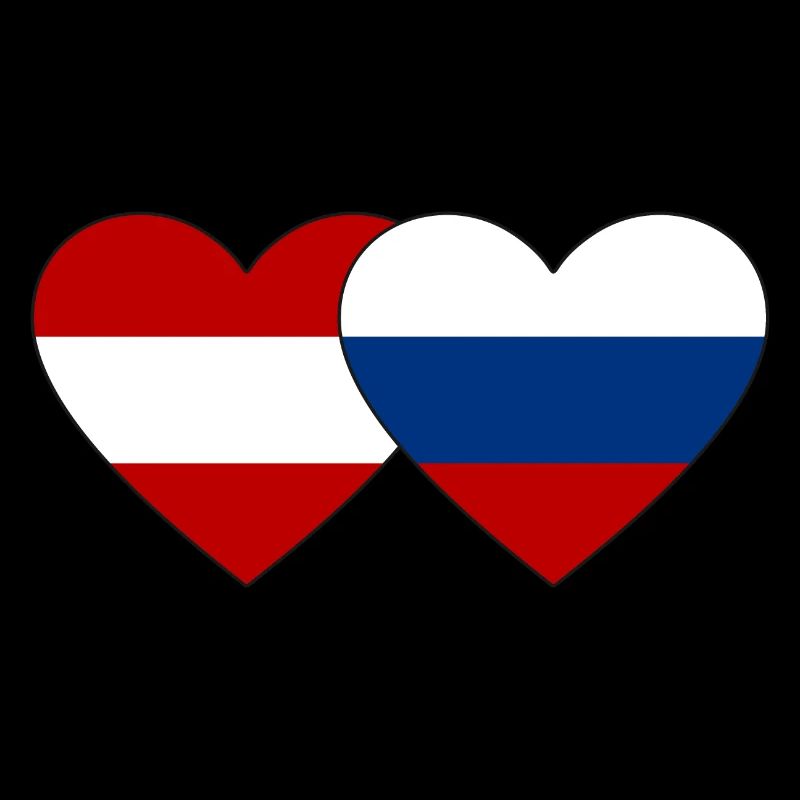 Autriche Russie Flag Coeur