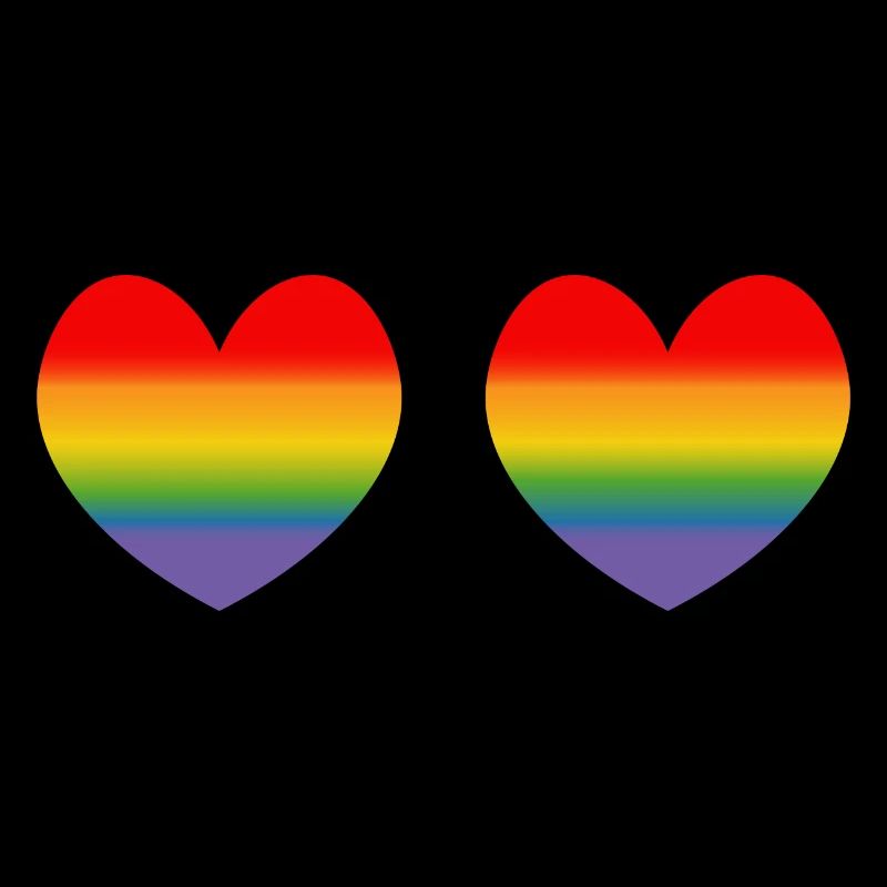 Two rainbow hearts gradient