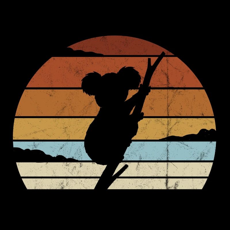 Retro sunset koala bear silhouette marsupial koala