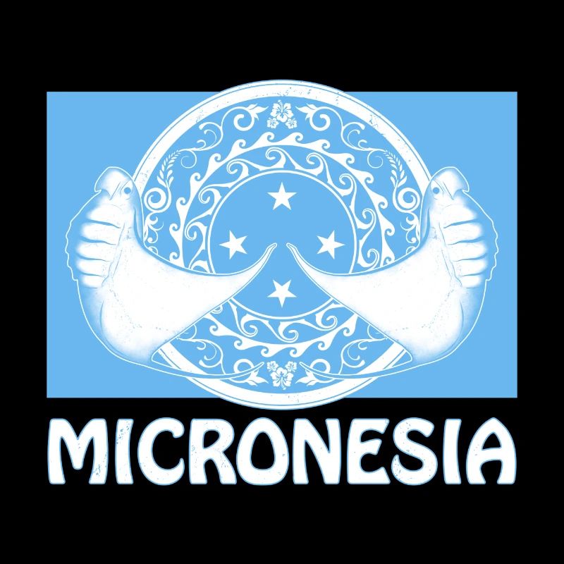 Flagge Mikronesiens und Mantarochen