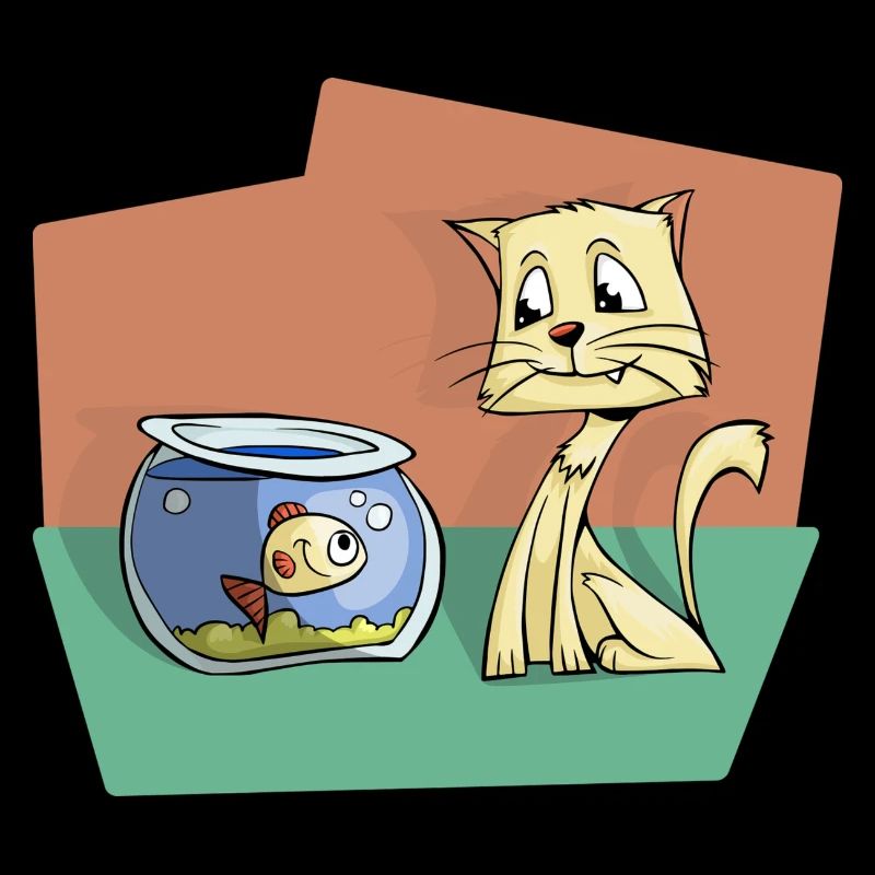 Chat avec des poissons