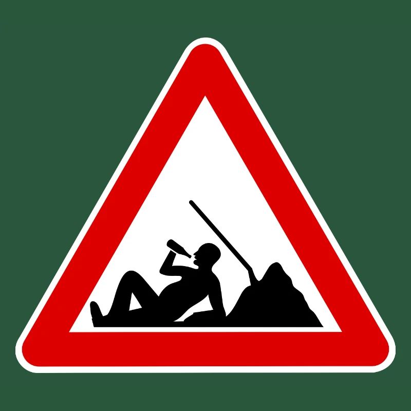 Construction site, lazy worker, sign construction site